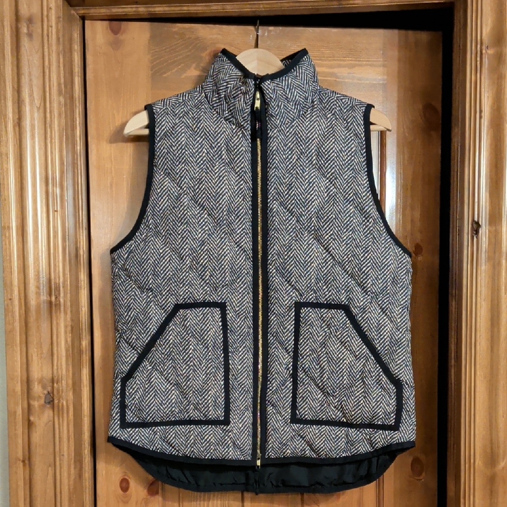 J. Crew Women's Herringbone Vest - Black and White